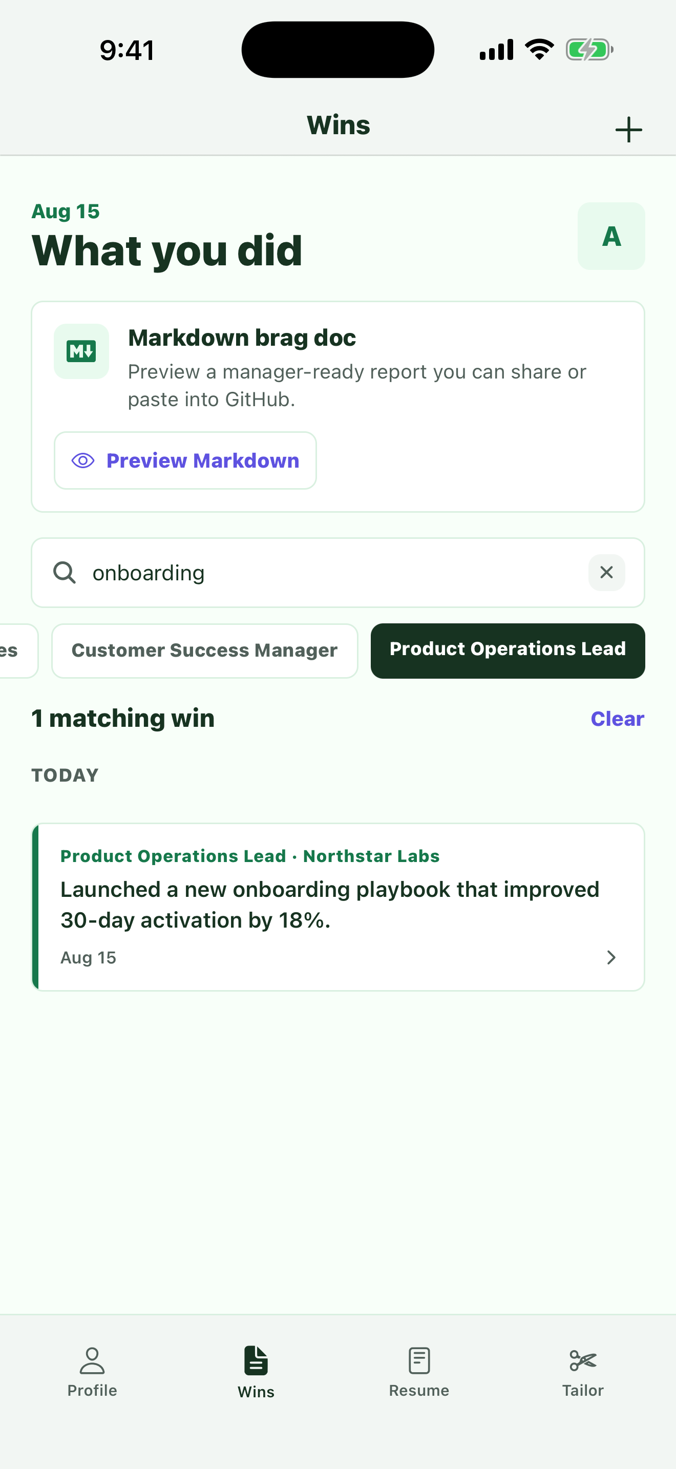 Didwell filtering fictional career wins to find a matching result